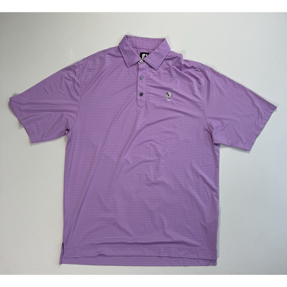 Footjoy Men Large Polo Shirt Pink/Purple Performance Wicking Modern Stretch Logo